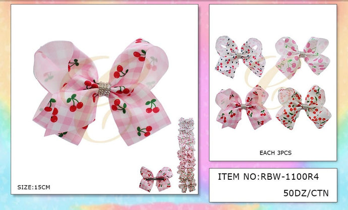 Hair-Cherry Hair Bow RBW-1100R4 (12pcs strip)