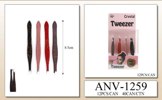 Accessories-Crystal Marble Print Eyebrow Tweezer ANV-1259 (12pc pack)