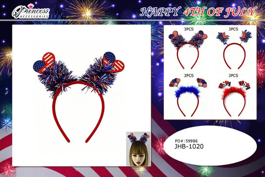 Accessories-4th of July Tinsel Headband JHB-1020 (12pc pack)