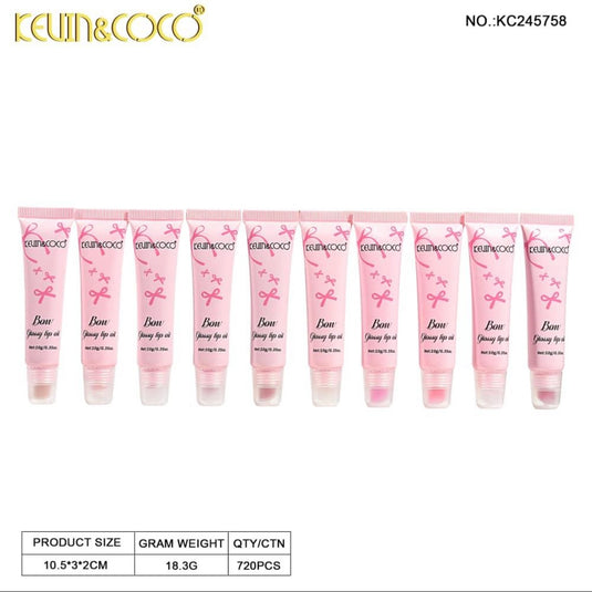 Lips-Kevin & Coco Bow Glossy Lip Oil KC245758 ($0.75 each, 20pcs display)