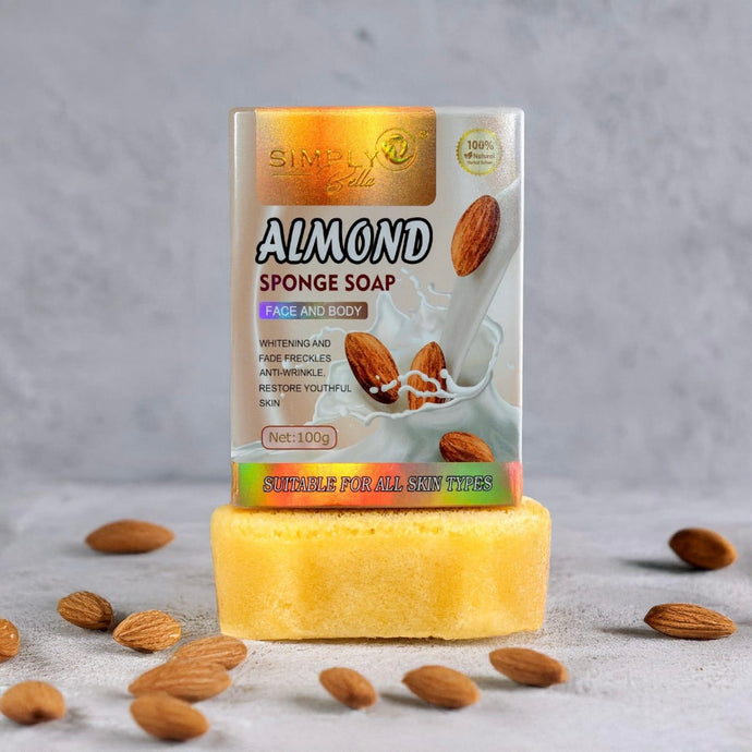 Skincare-Simply Bella Almond Sponge Soap SIM061 ($2 each, 12pc display)