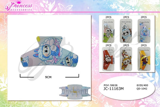 Hair-Cute Monster Doll Hair Clip JC-11163M (12pc pack)