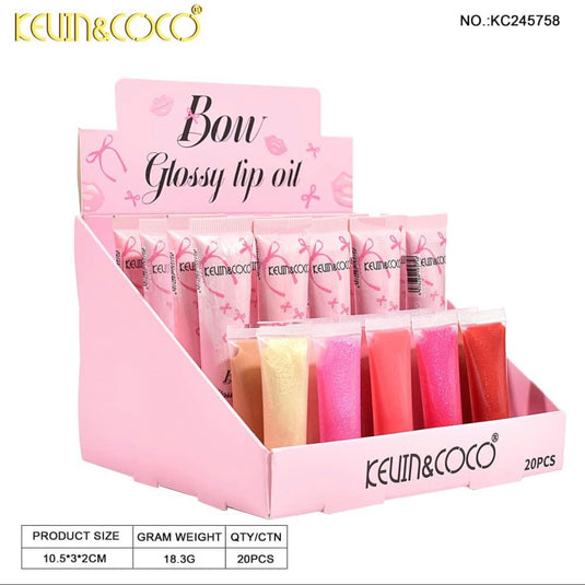 Lips-Kevin & Coco Bow Glossy Lip Oil KC245758 ($0.75 each, 20pcs display)