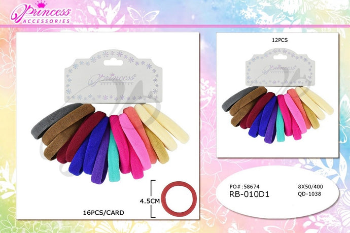 Hair-Rubber Band Hair Ties All Colors RB-010D1 (12pcs pack)