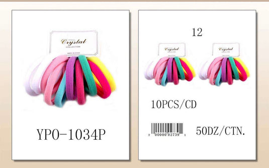 Hair-Bright Colors Hair ties YPO-1034P (12pc pack)
