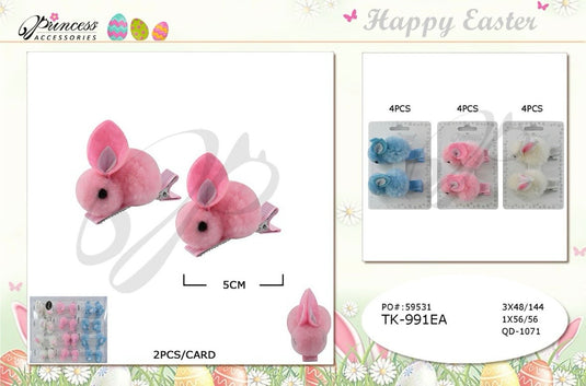 Hair-Easter Bunny Hair Clip TK-991EA (12pc pack)