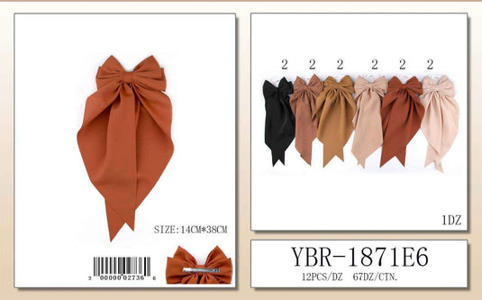 Hair-Brown Colors Hair Ribbon YBR-1871E6 (12pc pack)