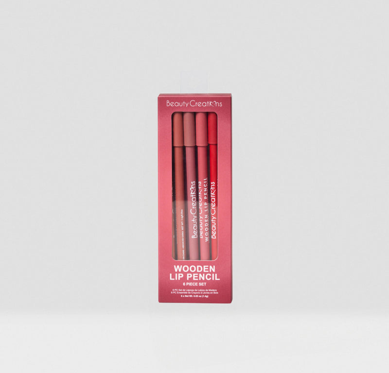 Load image into Gallery viewer, Lips-Beauty Creations Wooden Lip Pencil 6pc Set Wine #WLPW-SET ($3 each, 12pc bundle)
