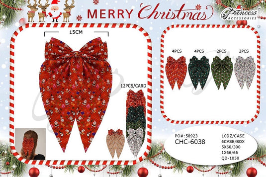 Hair-Christmas Hair Bow CHC-6038 (12pc strip)