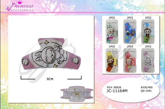Hair-Cute Monster Doll Hair Clip JC-11164M (12pc pack)