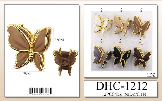 Hair-Butterfly Hair Claw Clip in Neutral Tones DHC-1212 (12pc pack)