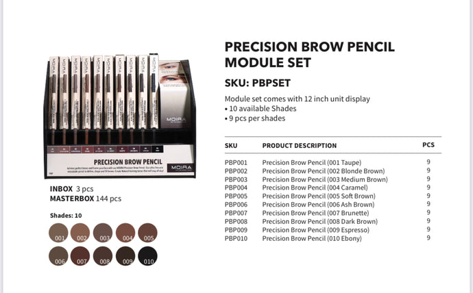 Lips - Moira Precision Brow Pencil Display (90pcs + 9testers)