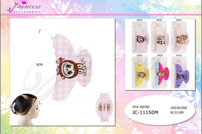 Hair-Cute Monster Doll Hair Clip JC-1150M (12pc pack)