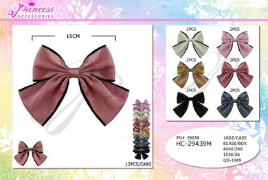 Hair-Coquette Dark Pastels Hair Bow HC-29439M (12pc strip)
