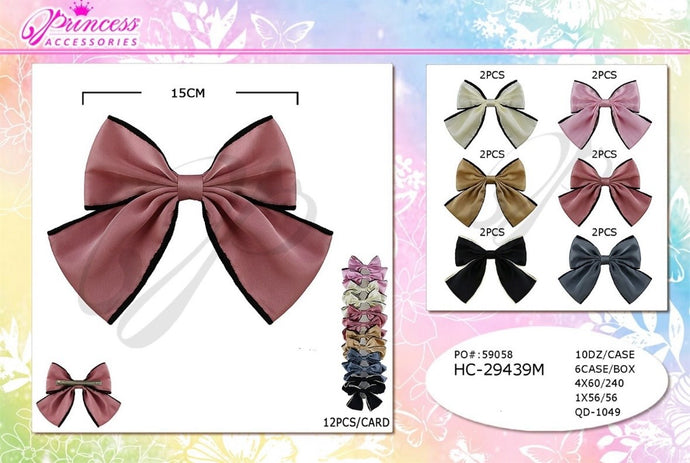 Hair-Coquette Dark Pastels Hair Bow HC-29439M (12pc strip)