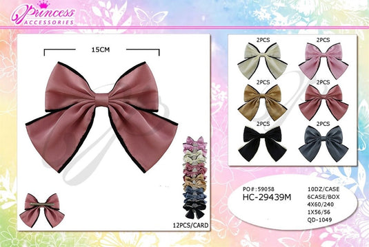 Hair-Coquette Dark Pastels Hair Bow HC-29439M (12pc strip)