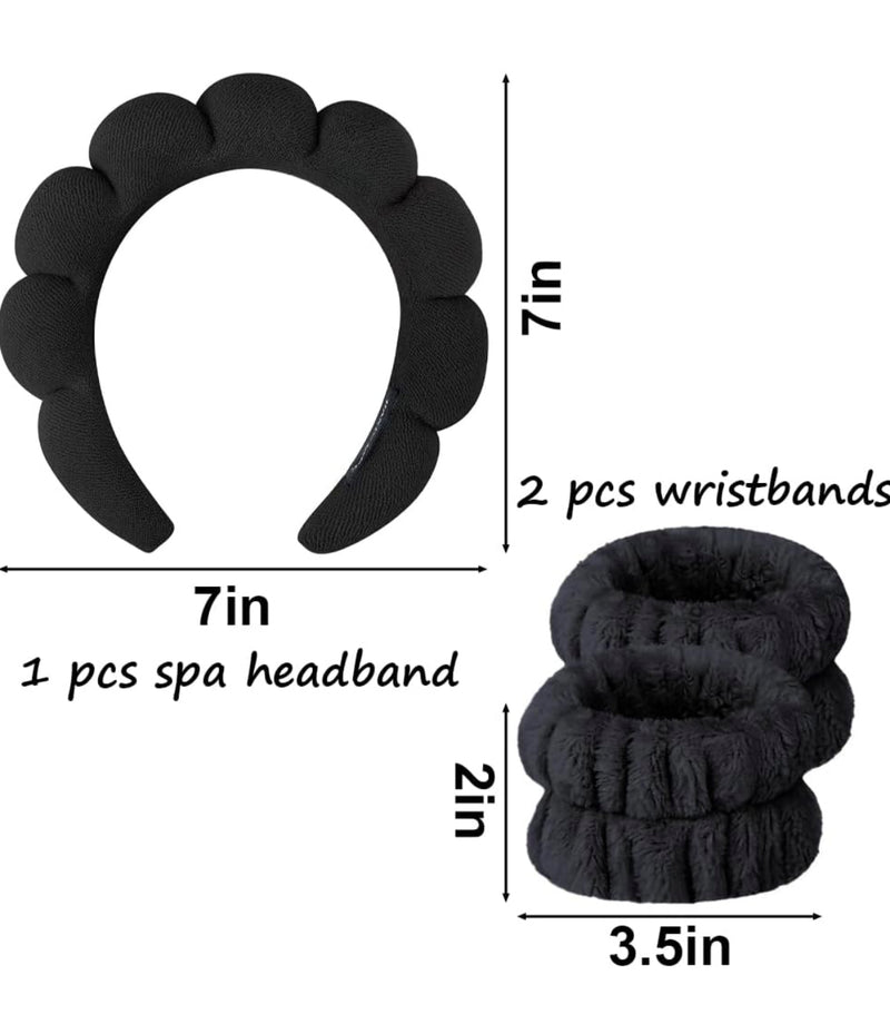 Load image into Gallery viewer, Hair- Miss Lil Spa headband &amp; Wristband Set BLACK MLHB-02 (6pc bundle, $2.50 each)
