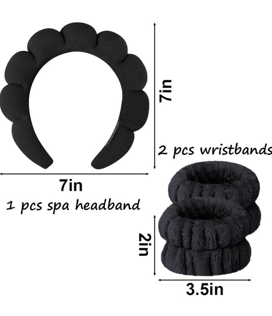 Hair- Miss Lil Spa headband & Wristband Set BLACK MLHB-02 (6pc bundle, $2.50 each)