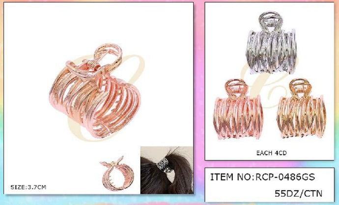 Hair-Round Metal Jaw Hair Clip RCP-0486GS (12pcs pack)