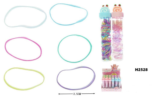 Hair-Assorted Colors Rubber Band Tube H2528 (24pc Display)