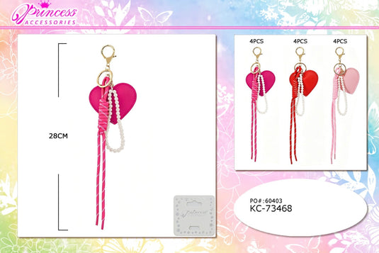 Accessories-Heart Charm Keychain KC-73468 (12pc pack)