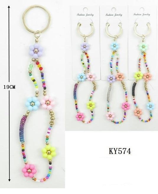Accessories- Flower Beaded keychain KY574 (12pc pack)