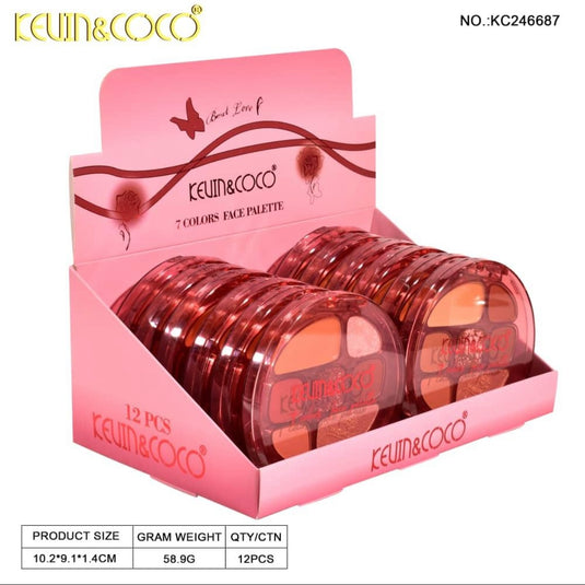 Face-Kevin&Coco 7 Colors Face Palette KC246687 (12pcs display)