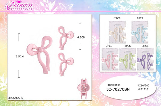 Hair-Bow Hair Claw Clips Set JC-70270BN (12pc pack)