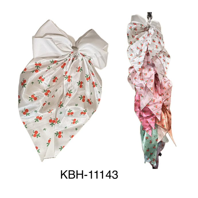 Hair-Cherry Bow Hair Clips KBH-11143 (12pcs strip)