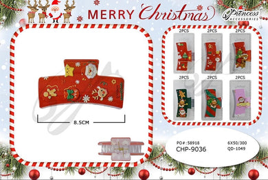 Hair-Christmas Jaw Hair Clip CHP-9036 (12pc pack)