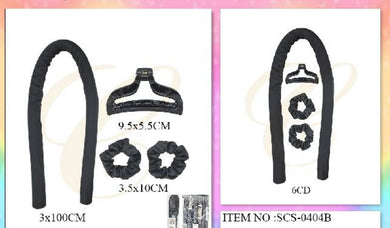 Hair-Heatless Curls Curling Set Black SCS-0404B (6pcs pack)