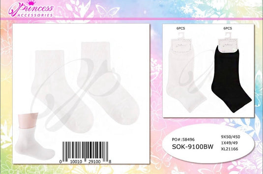 Accessories-Black & White Ankle Socks SOK-9100BW (12pc pack)