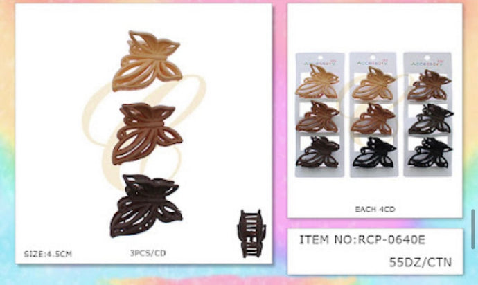 Hair-Butterfly Mini Hair Clips RCP-0640E (12pcs pack)