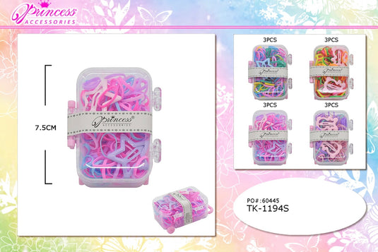 Hair-Mini Box of Hair Ties & Snap Clips TK-1194S (12pc pack)