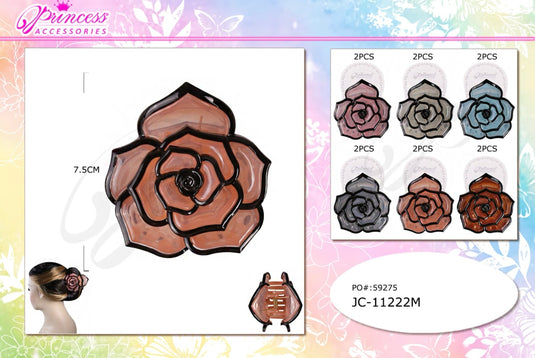 Hair-Rose Flower Hair Claw Clip JC-11222M (12pc pack)