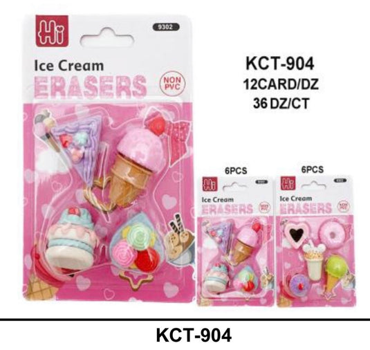 Accessories-Ice Cream Erasers KCT-904 (12pc pack)