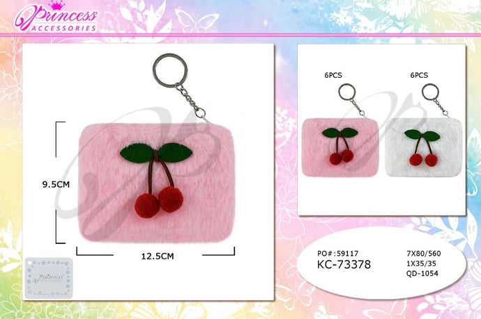 Accessories-Cherry Fuzzy Coin Purse KC-73378 (12pcs pack)