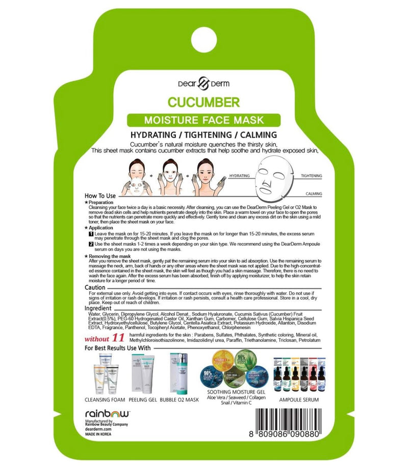 Load image into Gallery viewer, Skincare-Dear&amp;Derm Cucumber Moisture Face Mask DDM-CUC (10pcs pack)
