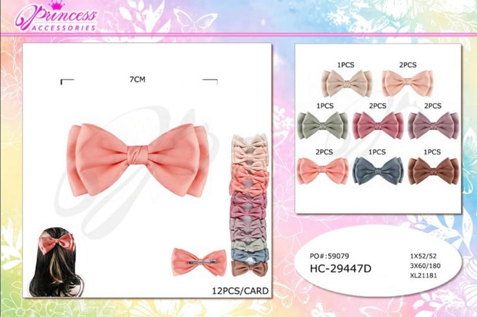 Hair-Pastel Hair Bow HC-29447D (12pcs strip)