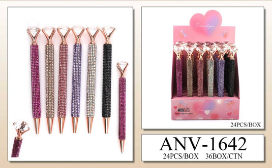 Novelties-Rhinestone Diamond-Top Ballpoint Pen ANV-1642 (24pc pack)