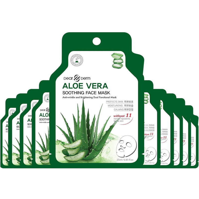 Load image into Gallery viewer, Skincare-Dear&amp;Derm Aloe Vera Soothing Face Mask (10pcs pack)
