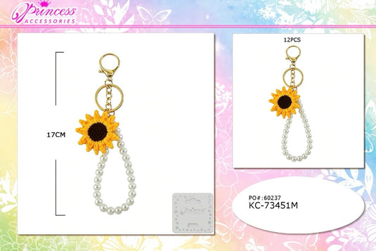 Accessories-Sunflower Beaded Keychain KC-73451M (12pc pack)