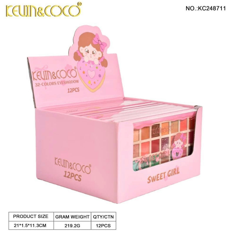 Load image into Gallery viewer, Eyes-Kevin&amp;Coco Sweet Girl 32 Colors Eyeshadow Palette KC248711 ($5 each, 6pc bundle)
