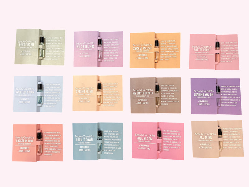 Load image into Gallery viewer, Skincare- Beauty Creations Fragrance Body Mist Samples MIX (12pc bundle, $1 each)
