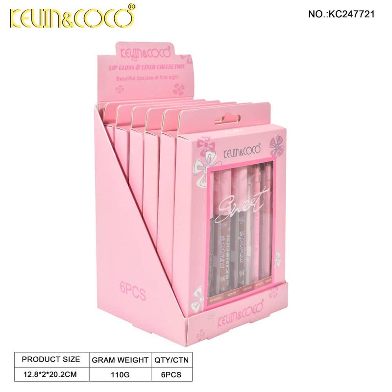 Load image into Gallery viewer, Lips-Kevin&amp;Coco Sweet Lip Gloss and Liner Collection KC247721 ($3 each, 6pcs bundle)
