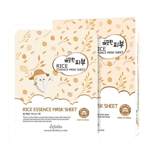 Skincare- Esfolio Pure Essence Face Sheets RICE (10pc box)