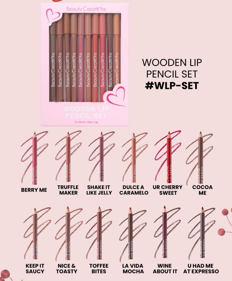 Load image into Gallery viewer, Lips- Beauty Creations Wooden Lip Pencil Set, #WLP-SET ($5.50 each, 6pc bundle)
