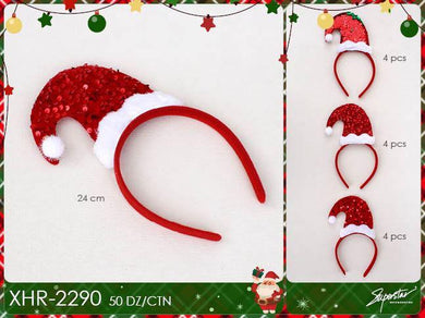 Hair-Xmas Sequin Santa Headband XHR-2290 (12pc bulk)