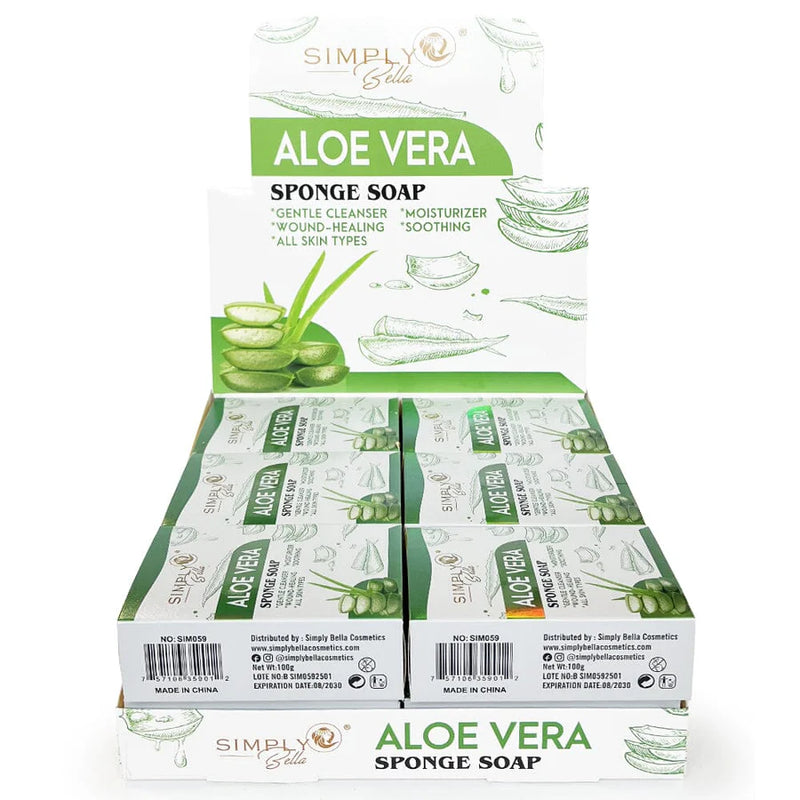 Load image into Gallery viewer, Skincare-Simply Bella Aloe Verá Sponge Soap SIM059 ($2 each, 12pc display)
