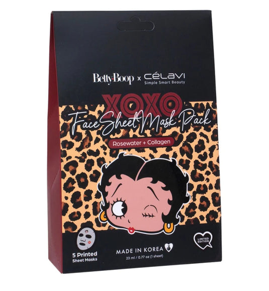 Skincare-Celavi x Betty Boop XOXO 5pc Cheetah Face Sheet Mask B46509R1 ($3.25 each, 4pc Bundle)